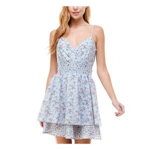 CITY STUDIO Womens Tie Back Skirt Spaghetti Strap Short Fit + Flare Dress